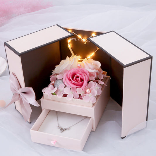 Mothers Day Gift Double Door Rose Gift Box Jewelry Creative Decorate Boxs