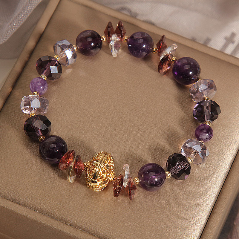 Pumpkin Beads Purple Crystal Bracelet For Women