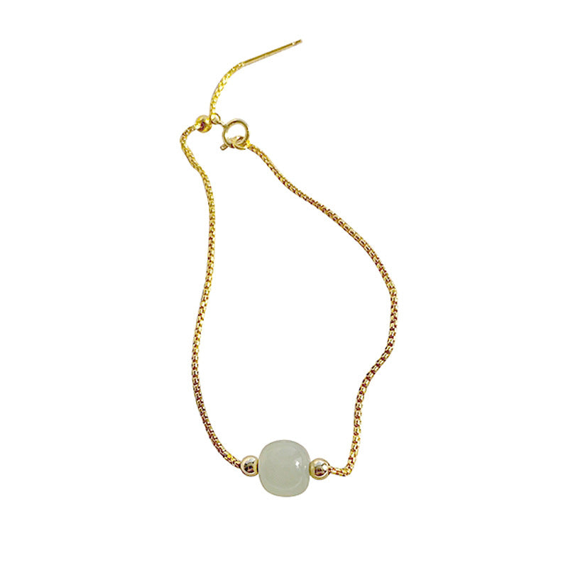 Women 925 Silver Bracelet Hetian Jade Beads