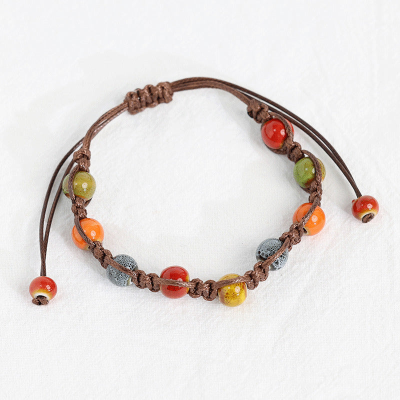 Jingdezhen Porcelain Bead Woven Couples Bracelet In Ancient And Ethnic Styles