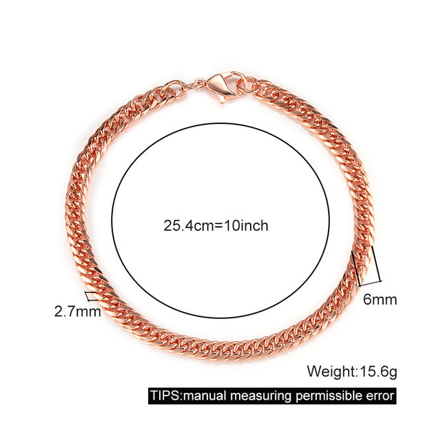 Men's Pure Copper Bracelet Women's Adjustable Cuban Chain Ring Lobster Buckle 6mm Scratch-resistant