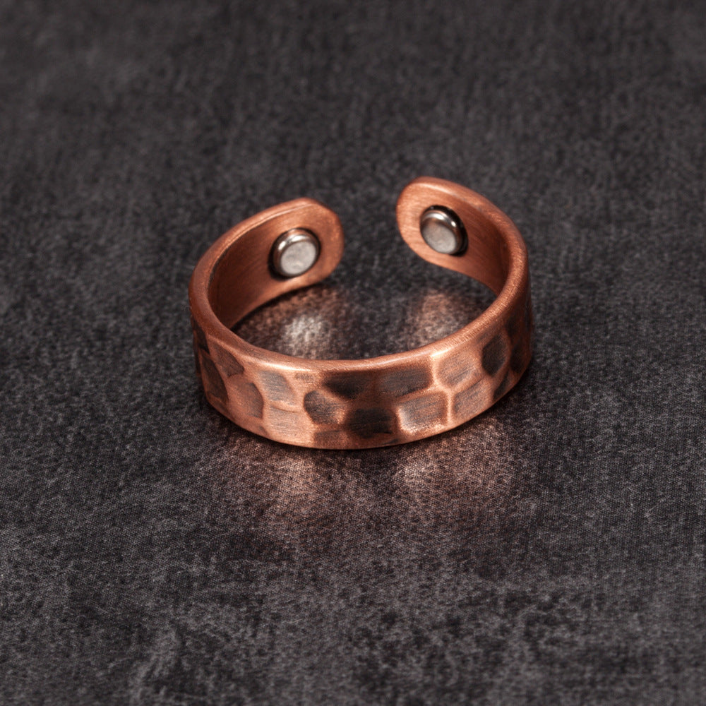 Red Copper Magnetic Health Care Corrugated Ring