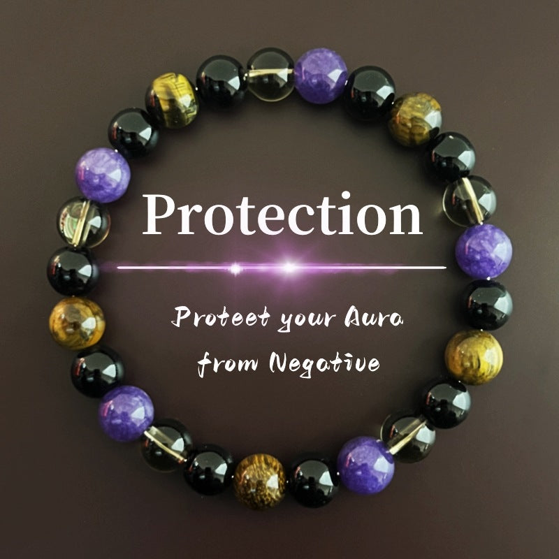Fashionable Bracelet Featuring Clear Quartz And Amethyst