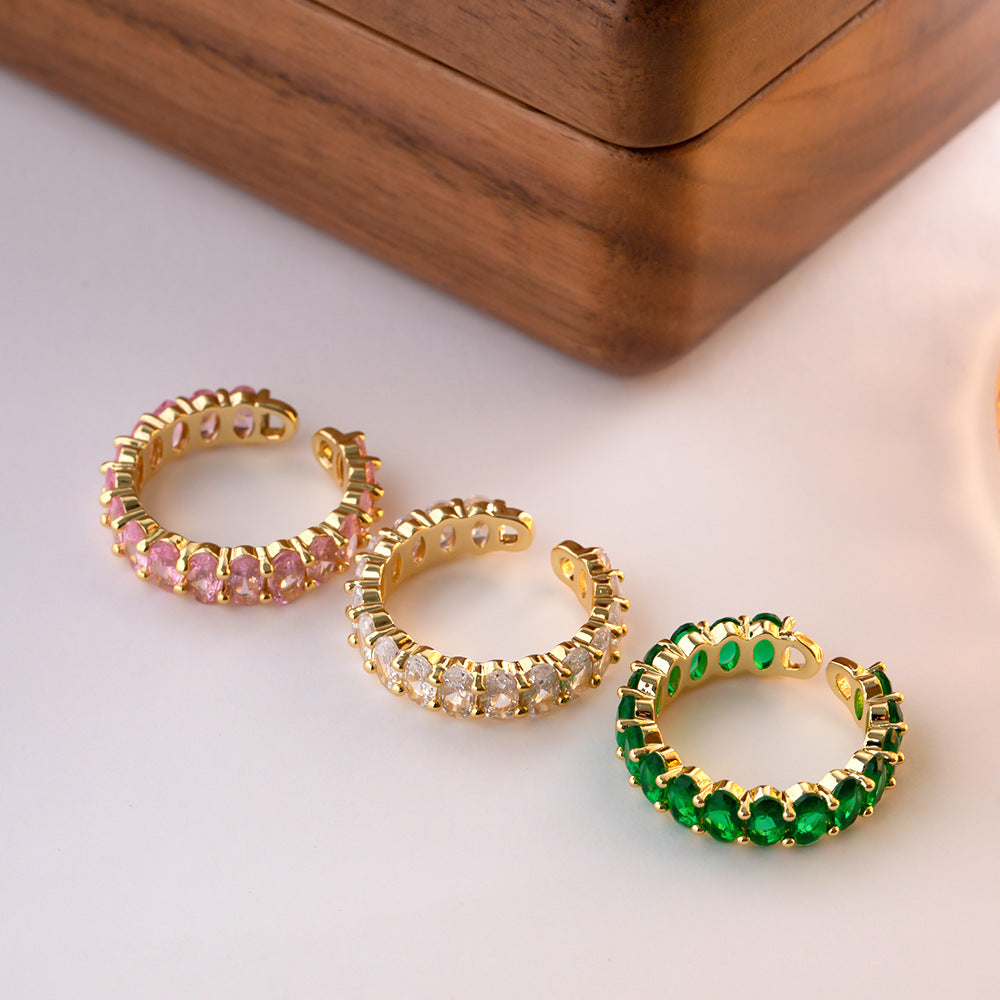 Colorful Jewelry Copper Cubic Zirconia CZ Oval Rings