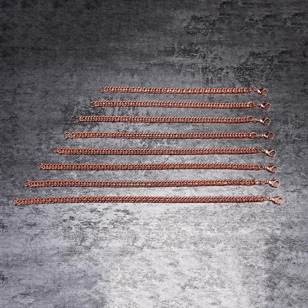 Men's Pure Copper Bracelet Women's Adjustable Cuban Chain Ring Lobster Buckle 6mm Scratch-resistant