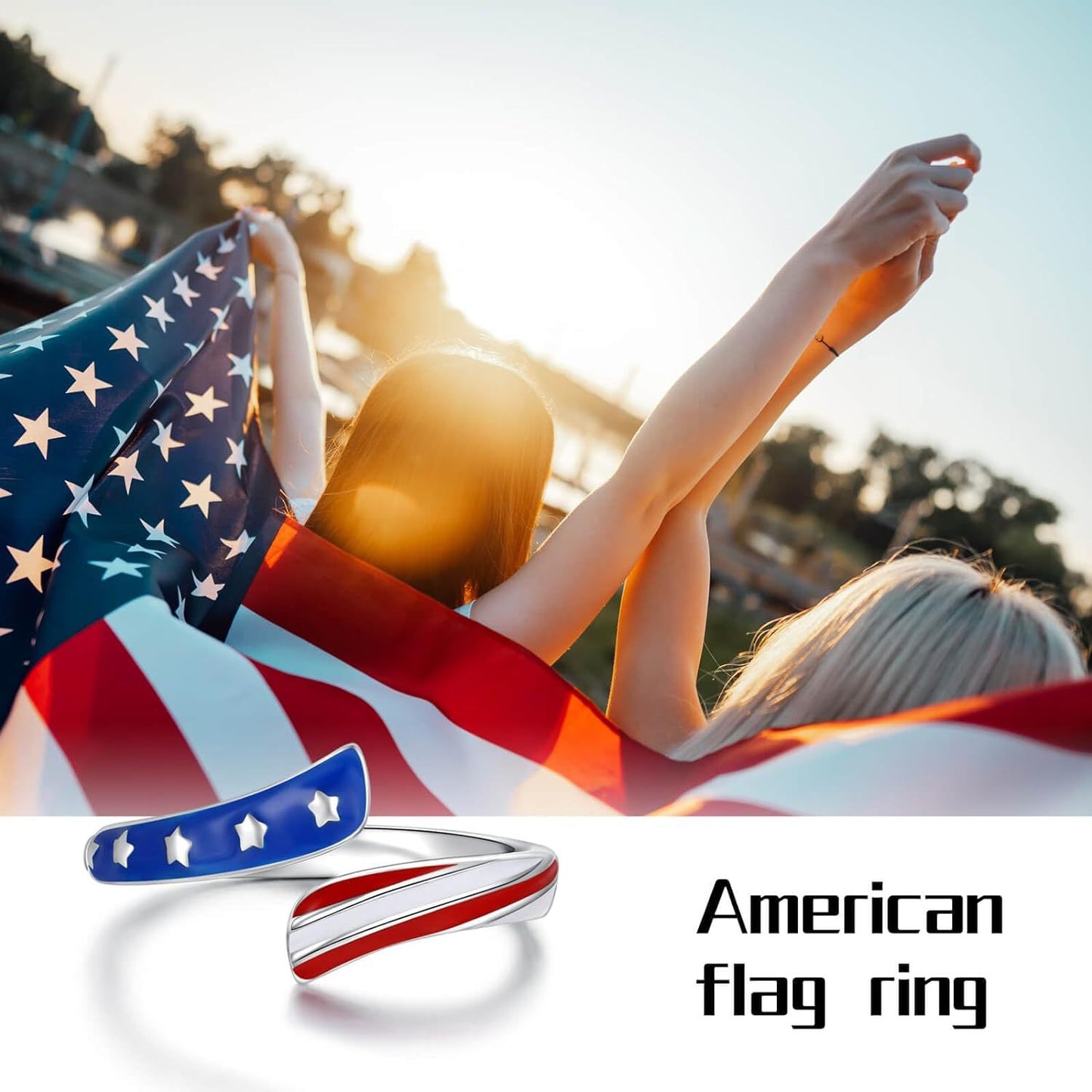 Patriotic Independence Day Star Jewelry Rings