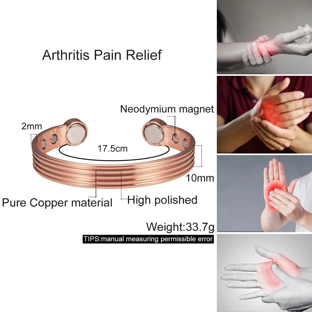 Magnetic Stripe Red Copper Vintage Bracelet Adjustable Pure Copper Men And Women