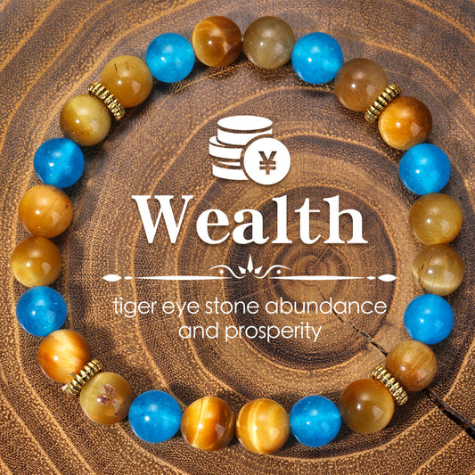 Handwoven Elastic Rope Bracelet With Crystal Chalcedony And Agate