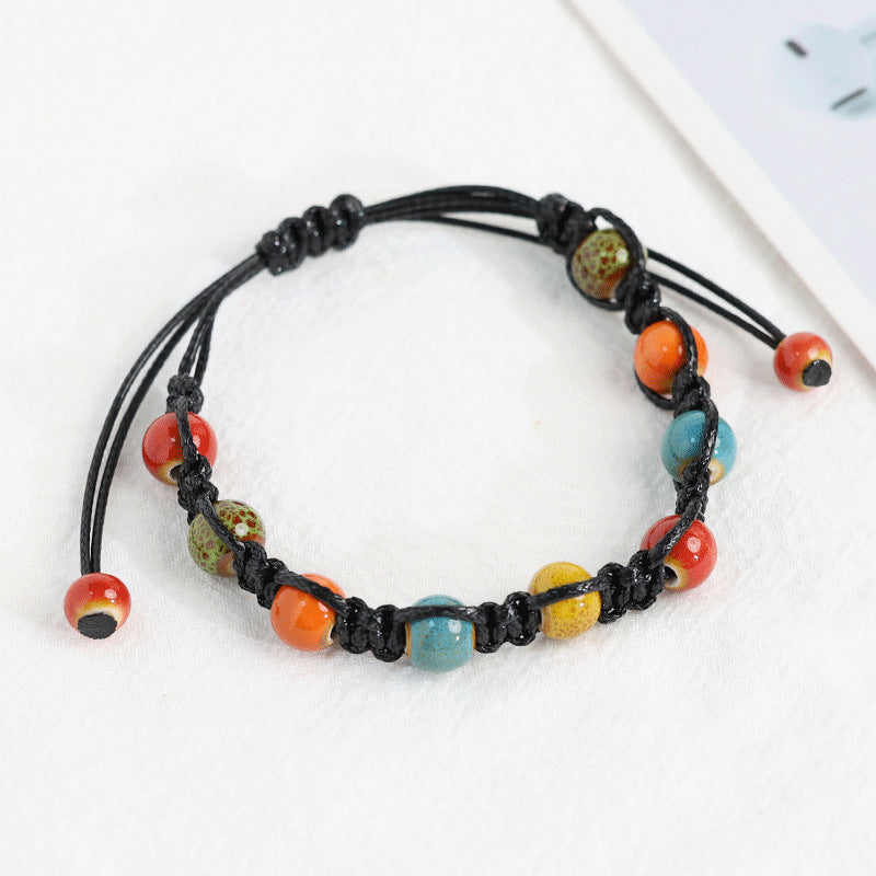 Jingdezhen Porcelain Bead Woven Couples Bracelet In Ancient And Ethnic Styles