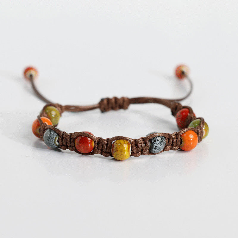Jingdezhen Porcelain Bead Woven Couples Bracelet In Ancient And Ethnic Styles