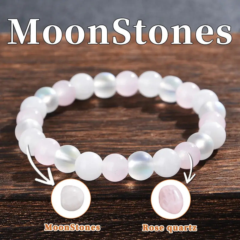 Blue Fire Onyx Malachite And Moonstone Bracelet
