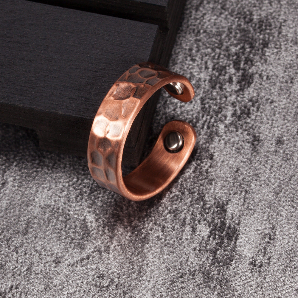 Red Copper Magnetic Health Care Corrugated Ring
