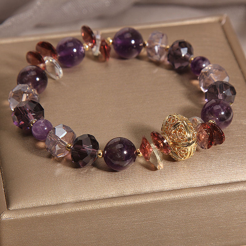 Pumpkin Beads Purple Crystal Bracelet For Women