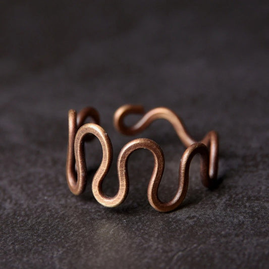 Vintage Wave Handmade Solid Copper Ring