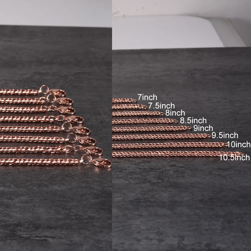 Men's Pure Copper Bracelet Women's Adjustable Cuban Chain Ring Lobster Buckle 6mm Scratch-resistant