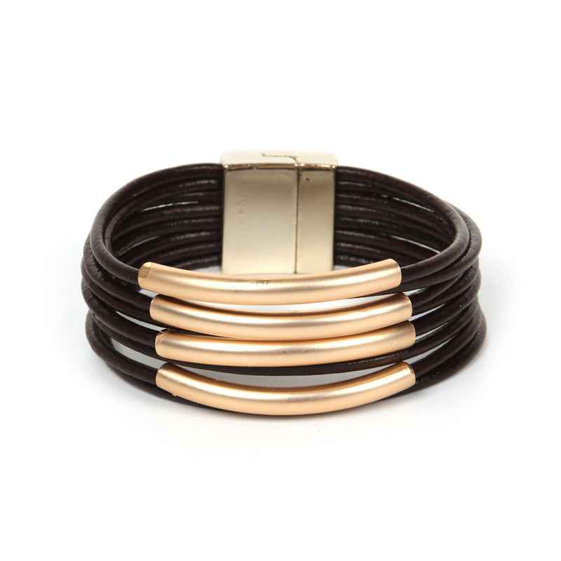 Fashion Creative Leather Copper Multilayer Bracelet
