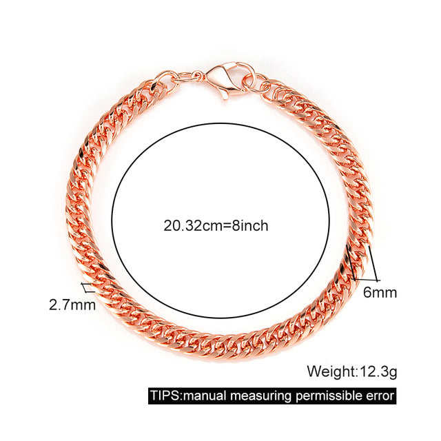Men's Pure Copper Bracelet Women's Adjustable Cuban Chain Ring Lobster Buckle 6mm Scratch-resistant