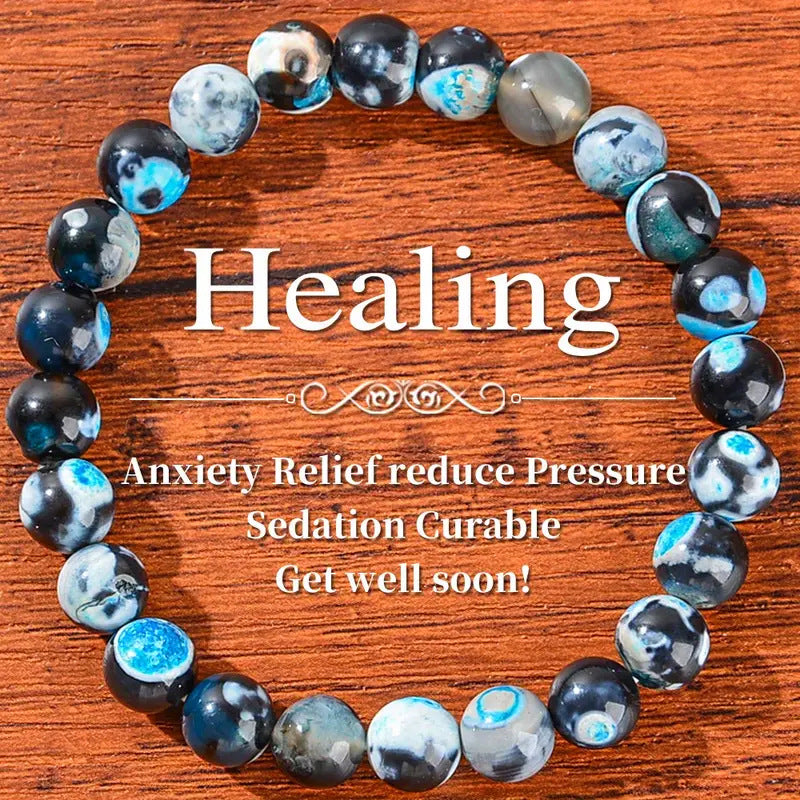 Blue Fire Onyx Malachite And Moonstone Bracelet